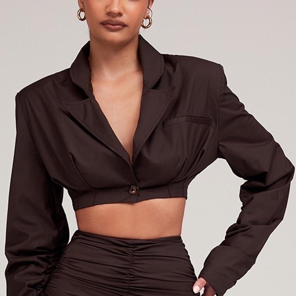 Mistress Rocks Brown Cropped Blazer 🤎